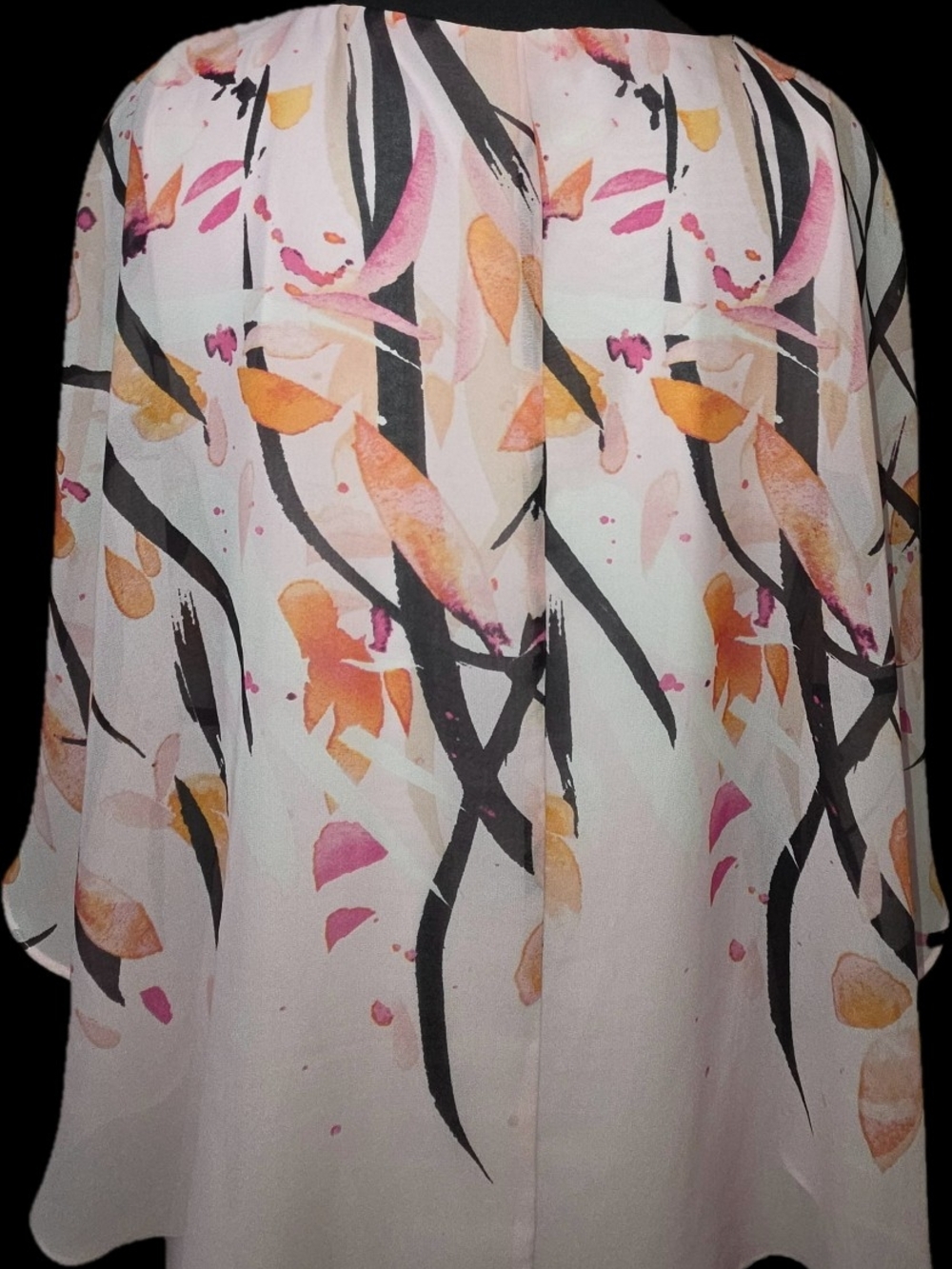 Laura Flowy Chiffon Style Women’s Watercolor Floral V-Neck Blouse - Blush - Picture 8 of 12